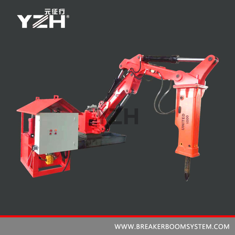 Pedestal Rock Breaker Booms System para minería o grizzly